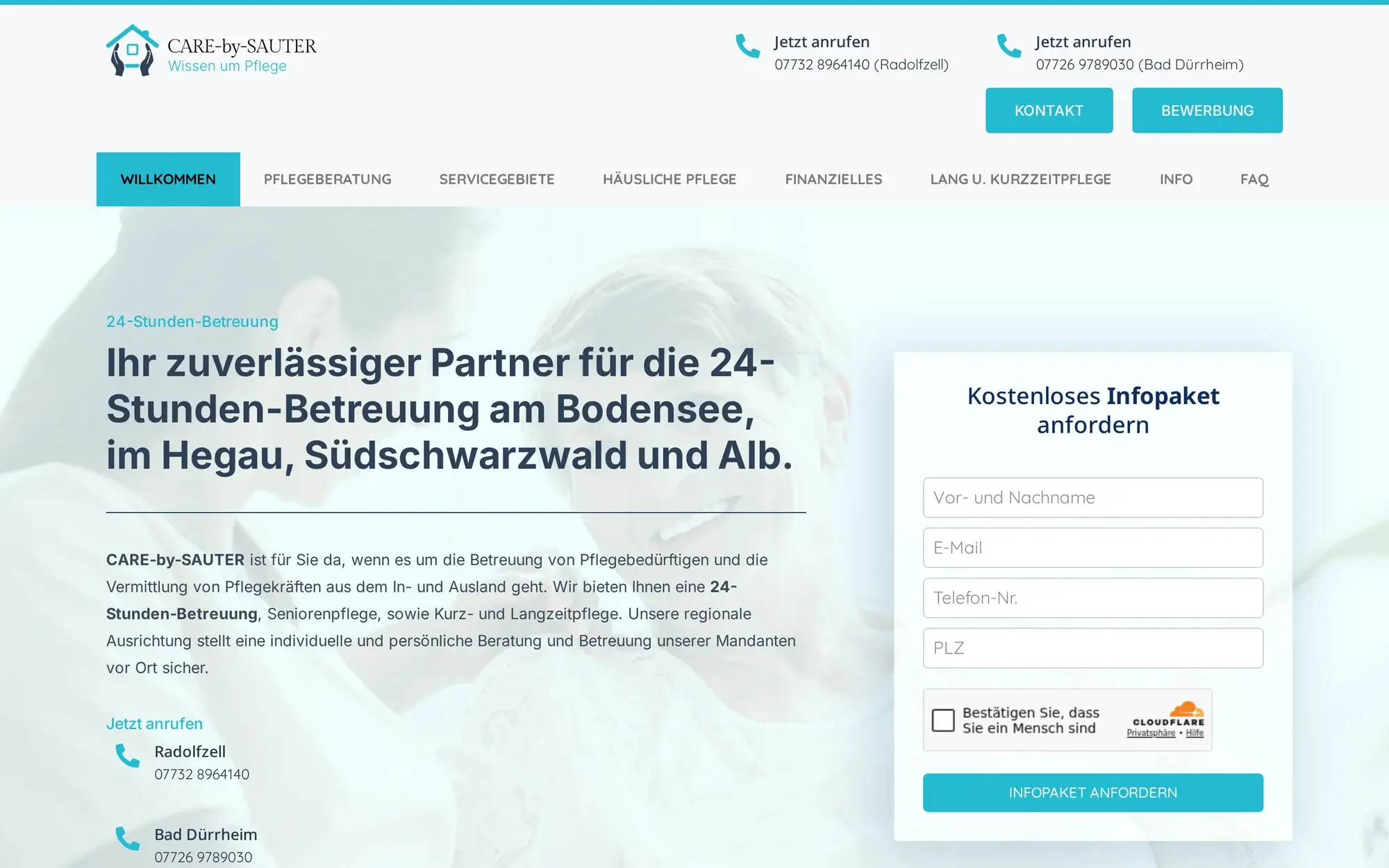 Startseite von Care by Sauter