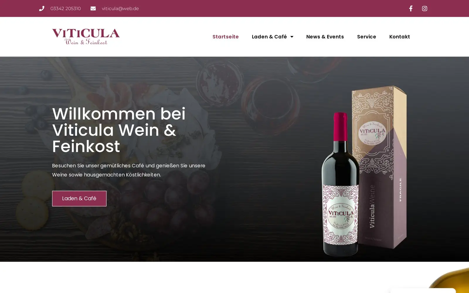 Startseite von Viticula Wein und Feinkost