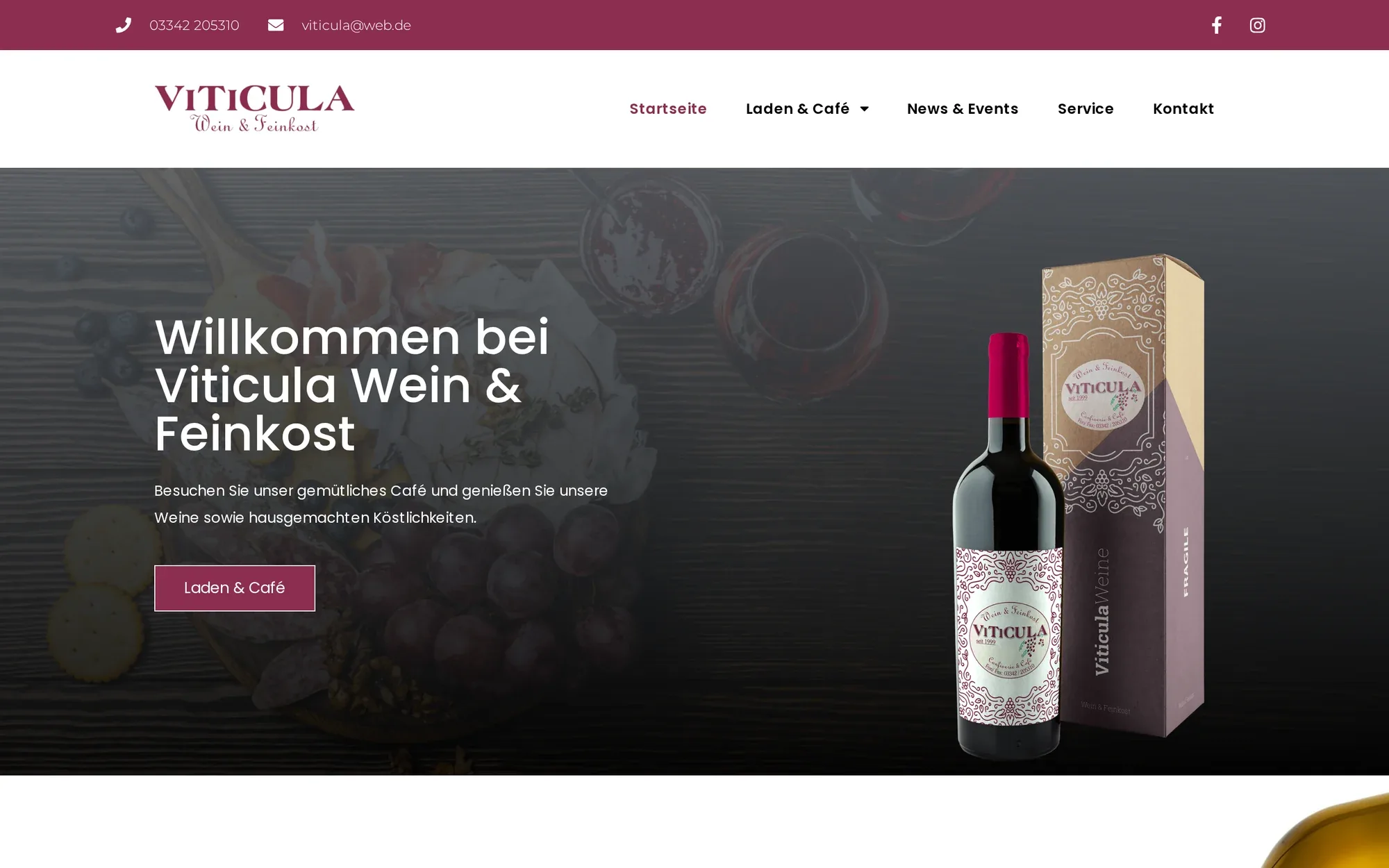 Startseite von Viticula Wein und Feinkost