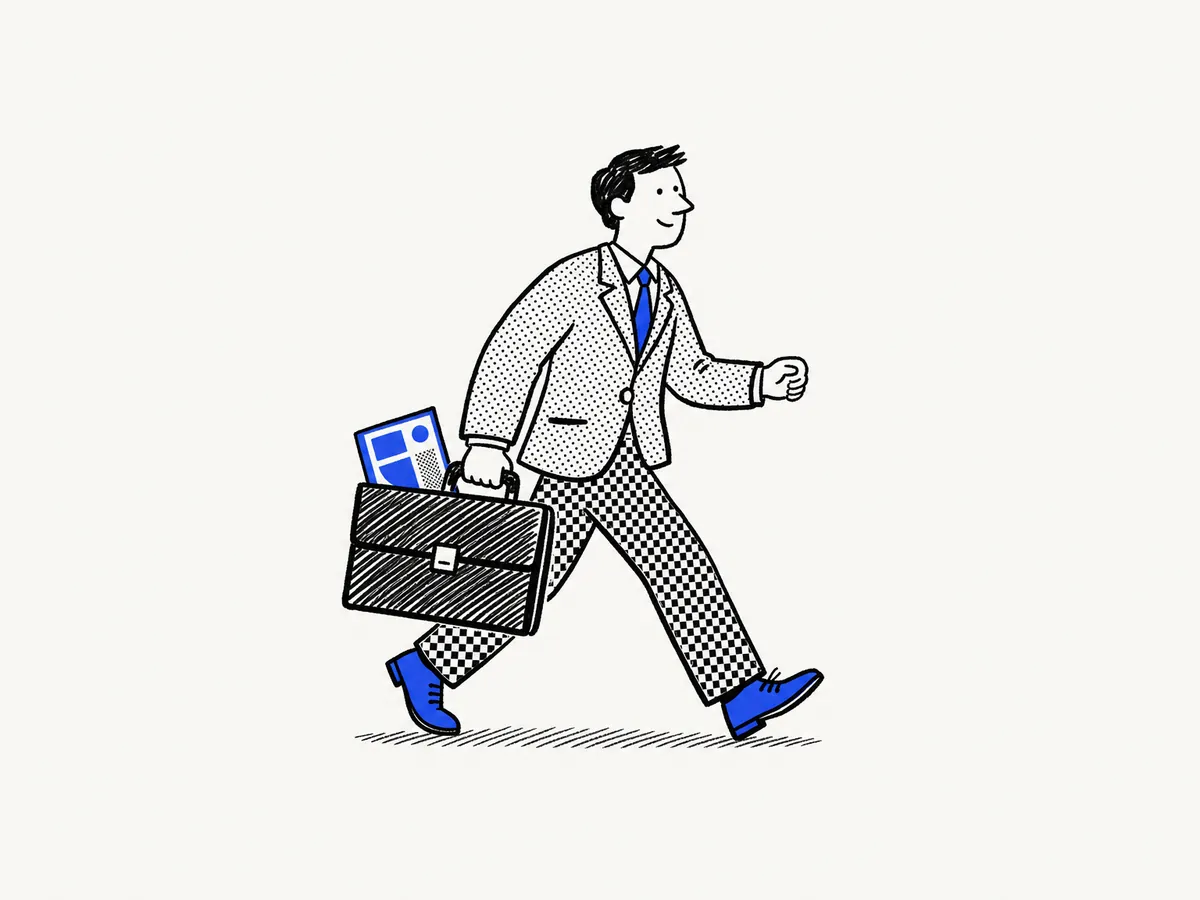 Tusche & Raster: Verkäufer mit Aktentasche und Katalog