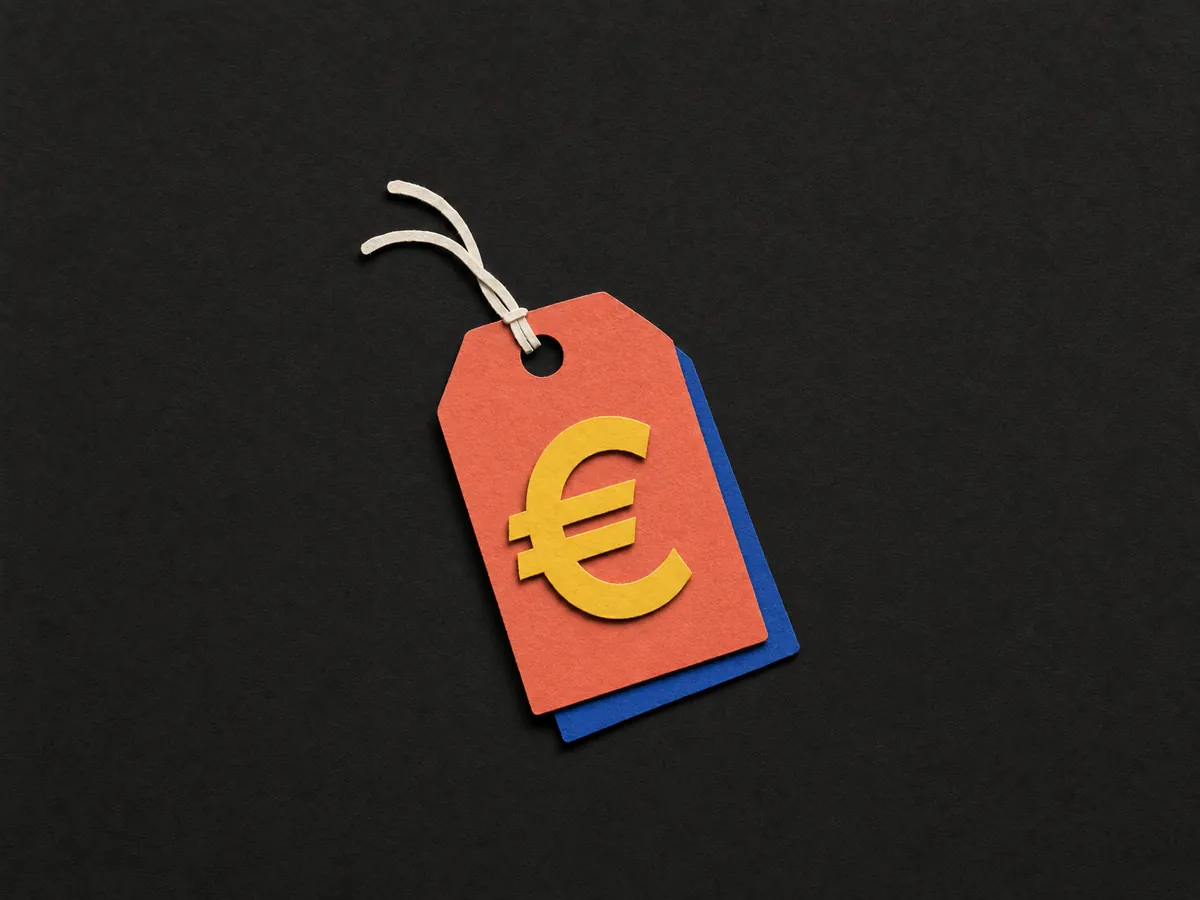Papierschnitt: Preisschild mit Eurozeichen