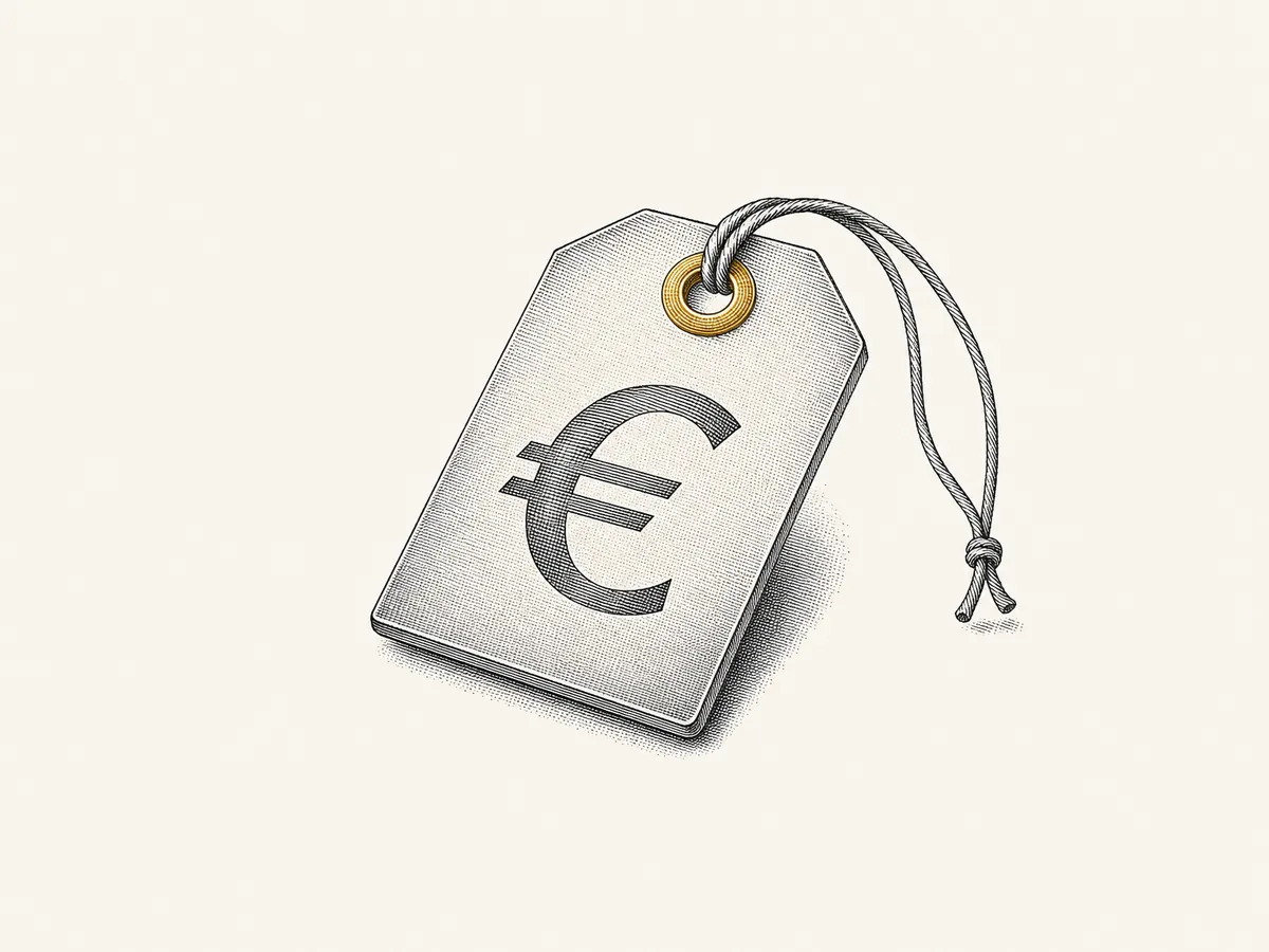 Kupferstich: Preisschild mit Eurozeichen
