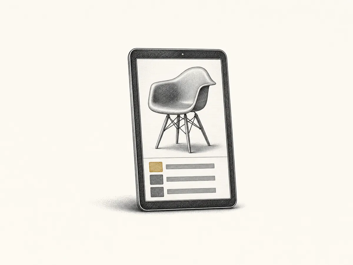 Tablet mit Stuhl, weich schattiert wie mit Bleistift