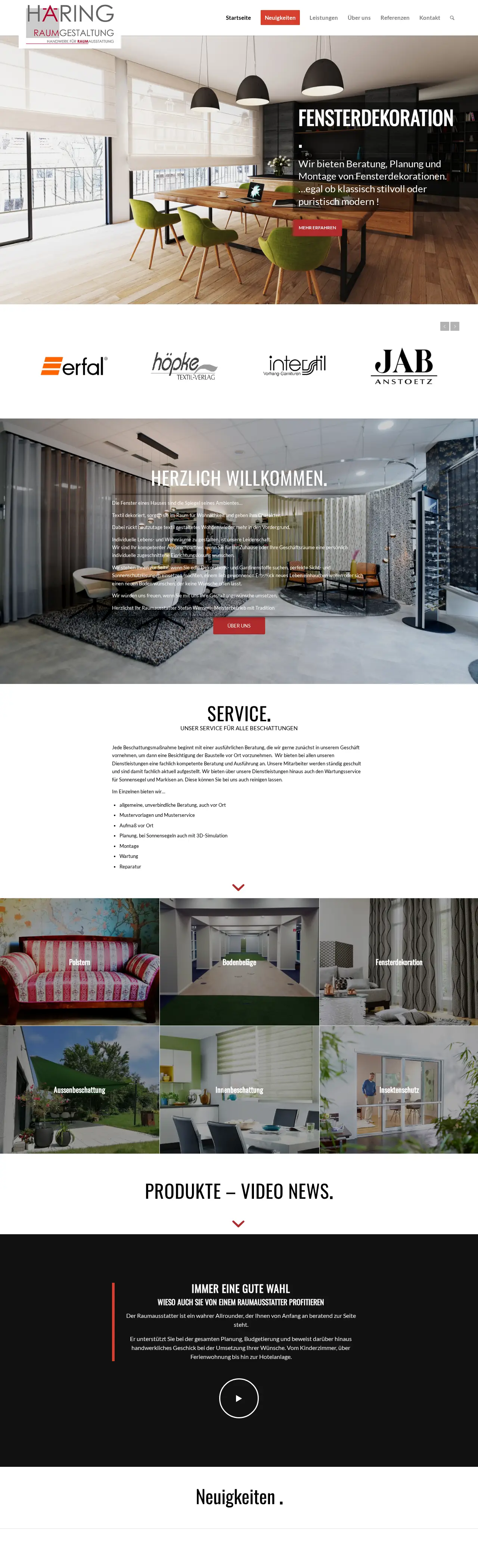 Startseite von Häring (Raumgestaltung), ganze Seite