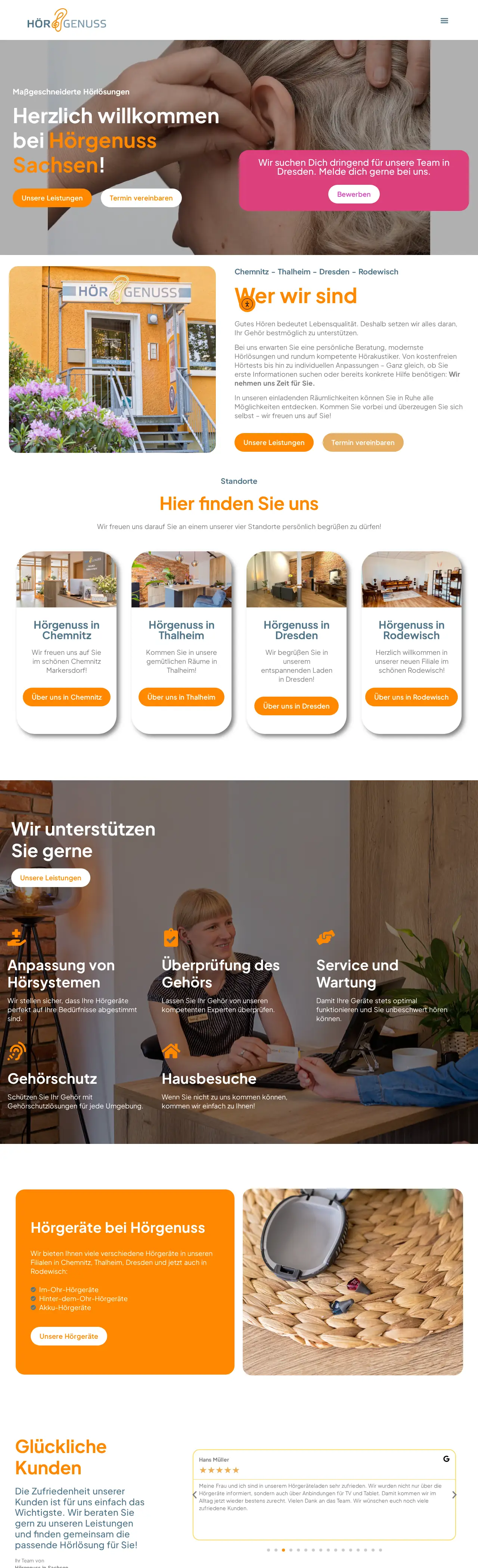 Startseite von Hörgenuss (Hörakustik), ganze Seite