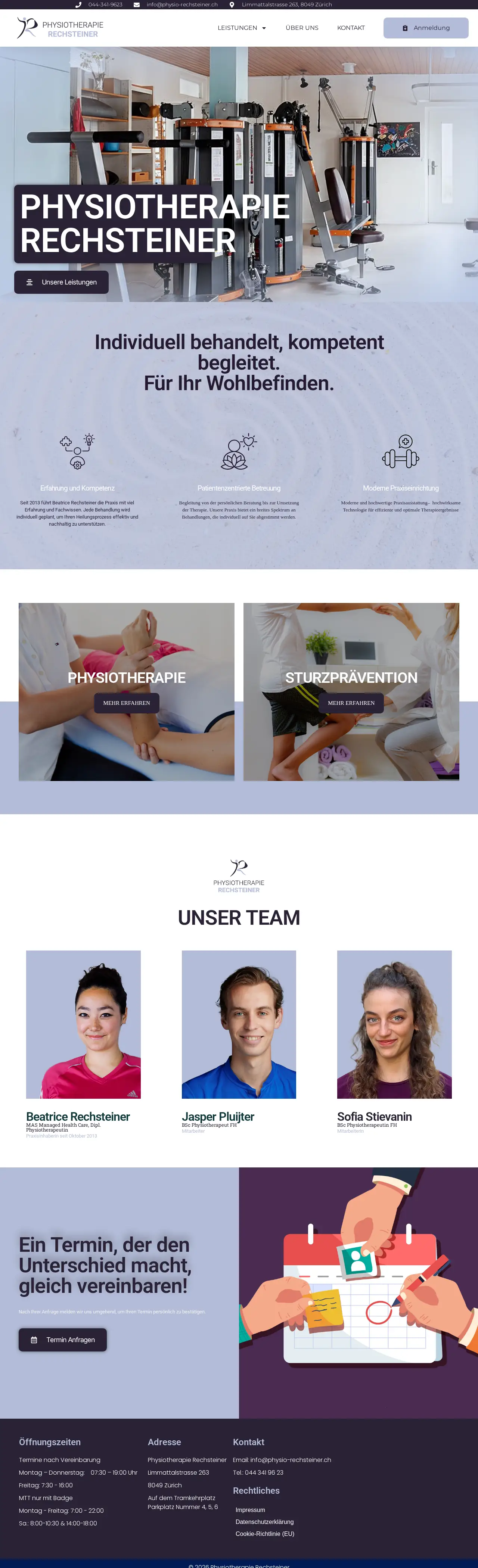 Startseite von Rechsteiner (Physiotherapie), ganze Seite