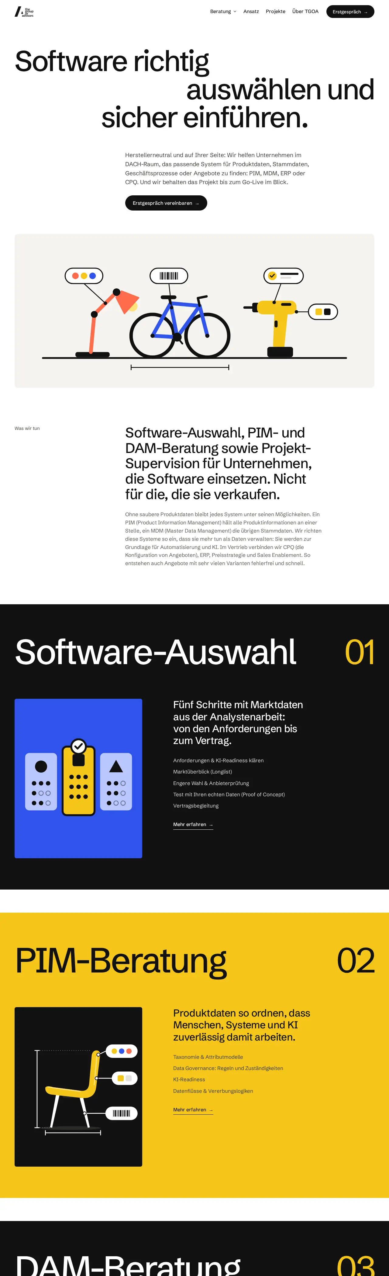 Startseite von TGOA (Beratung), ganze Seite