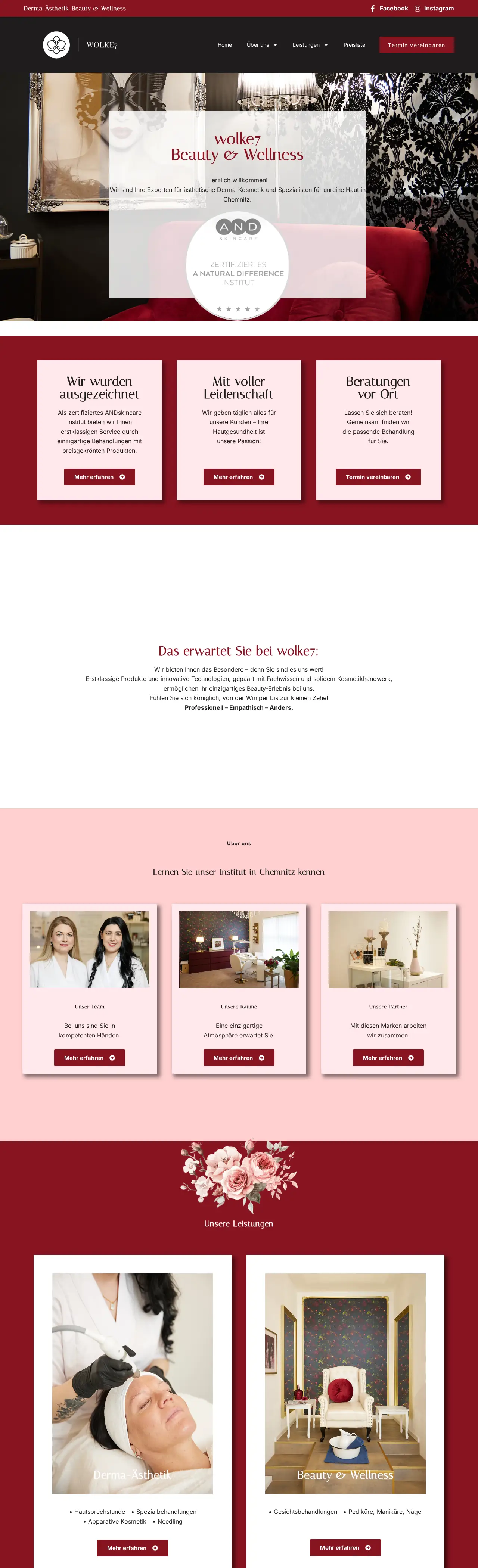 Startseite von Wolke 7 (Kosmetik), ganze Seite