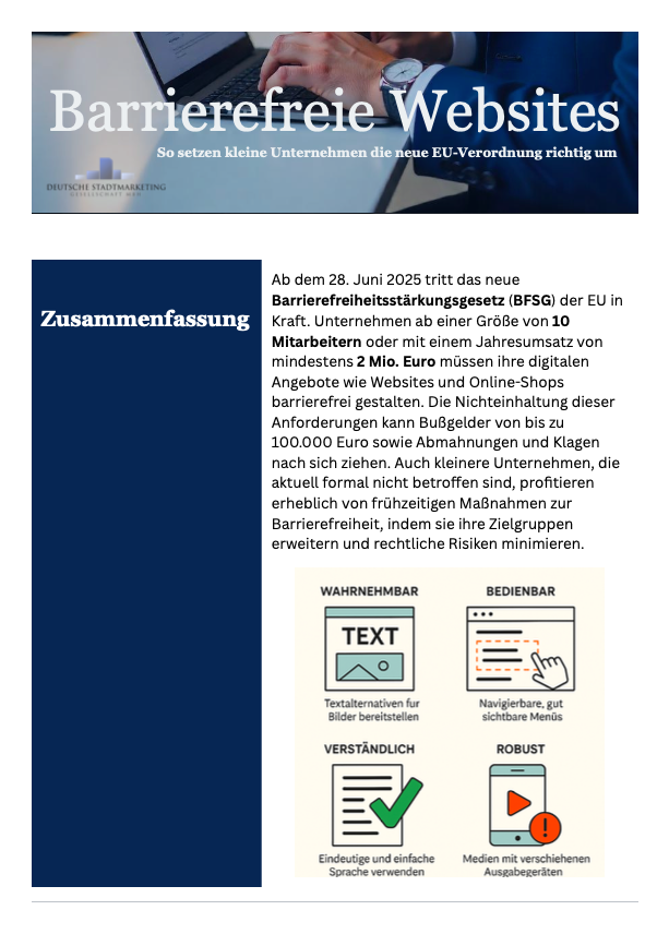 Barrierefreie Websites: Gesetzliche Regelungen zur digitalen Barrierefreiheit 3 Informationsgrafik über barrierefreie Websites mit Hinweis auf das Barrierefreiheitsstärkungsgesetz ab Juni 2025